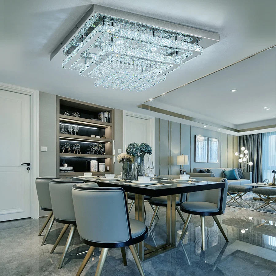 KOMORE Crystal LED Flush Mount Ceiling Light Fixture,  84W / 100W  for Office, Living Room, Bedroom, Kitchen