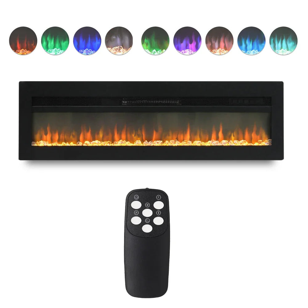 KOMORE Wall Mounted Electric Fireplace with Remote Control for Living Room, Automatic Safety Shutoff , 12 Flame Colors