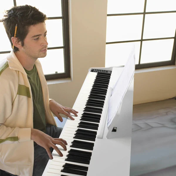Glarry GDP-203 88 Key Standard Full Weighted Keyboards Digital Piano with Metal Stand, Power Adapter, Triple Pedals,