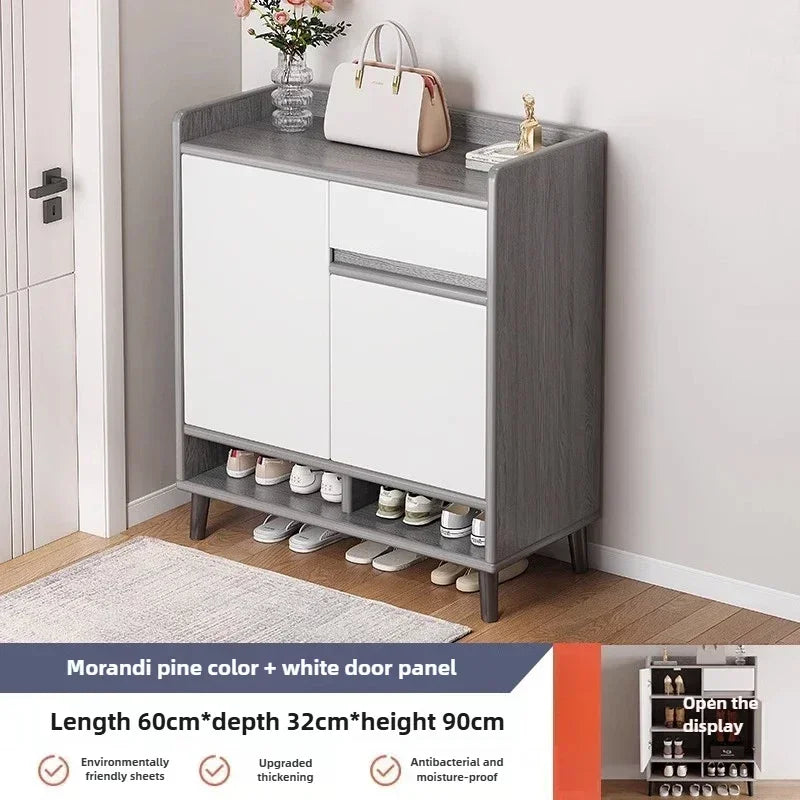 Corridor Shoe Cabinet At The Entrance of The Home Corridor Indoor Entrance Door Entrance Cabinet New Solid Wood Rack Shoe Shelf