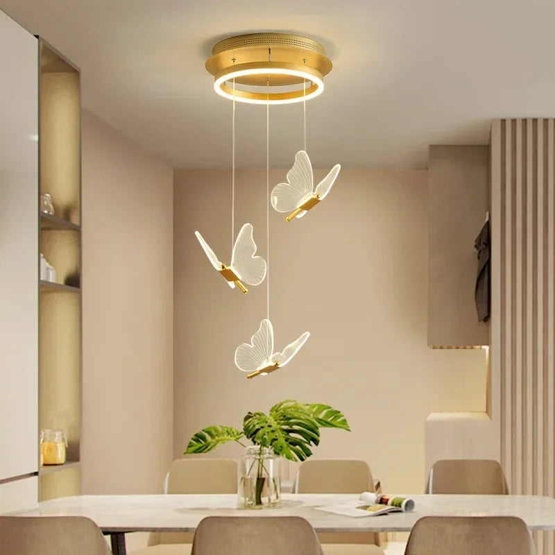 Modern Transparent Butterfly Ceiling Chandeliers Luxury Designer Pendant Lights