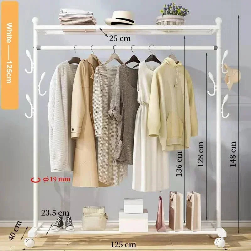 Hanger Clothing Garment Rack Clothes Wardrobes Heavy Duty Rolling Clothes Organizer with Wheel Perchero Coat Standing Coat Rack