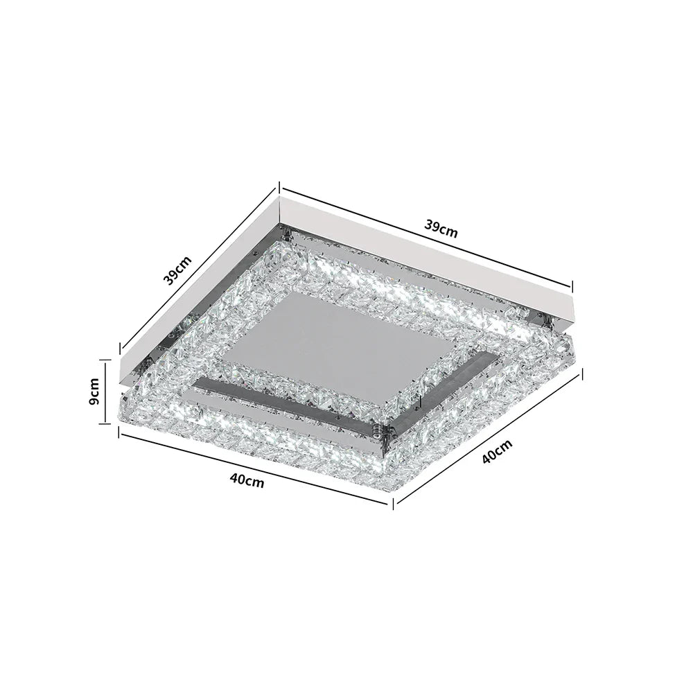 KOMORE Elegant Crystal Round & Square Ceiling Light for Living Room, Bedroom, Kitchen