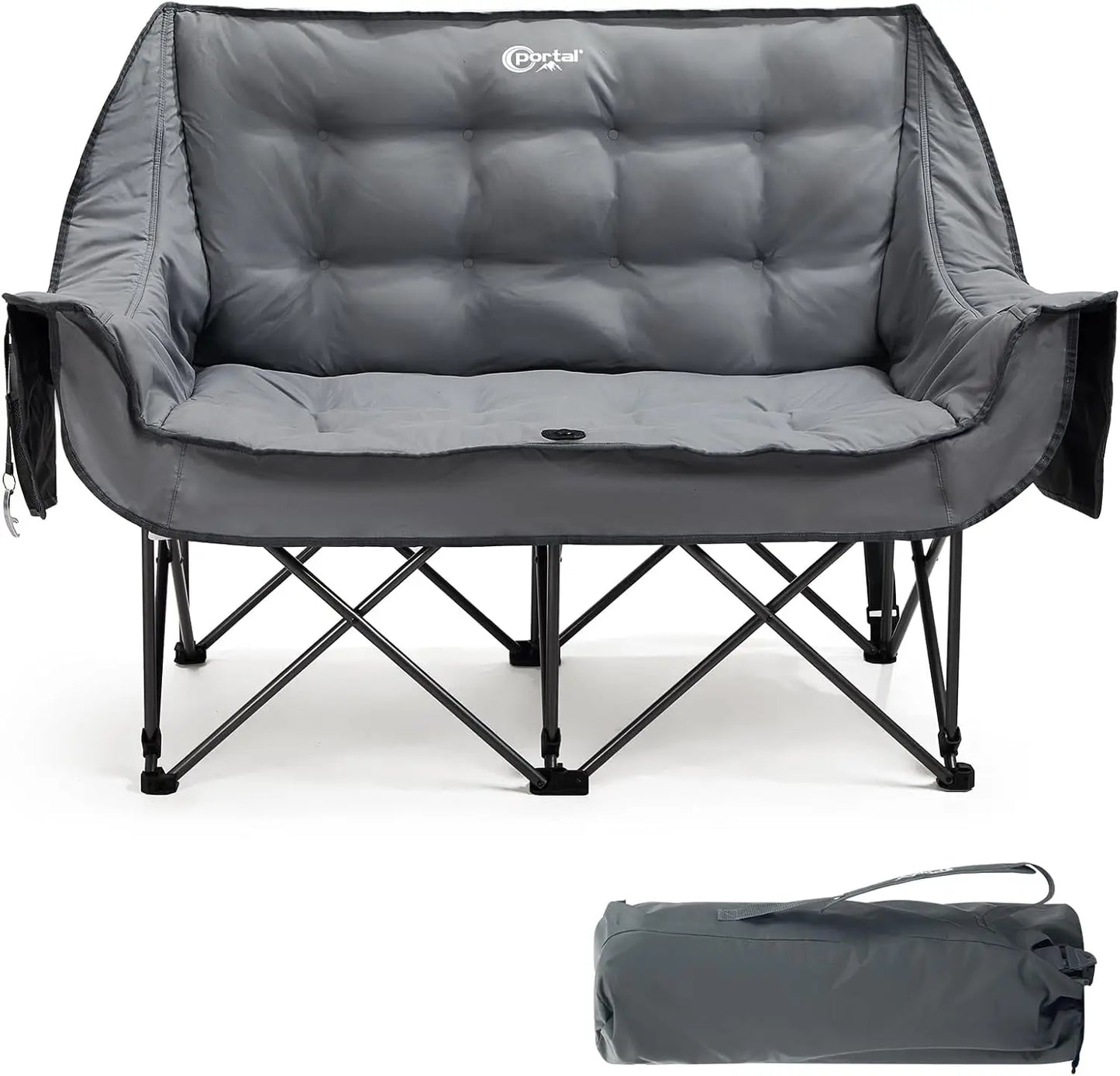 Double Camping Chairs Tub Chair Deluxe Moon Chairs Collapsible Giant Festival Garden Lawn Picnic Chair Load 272KG