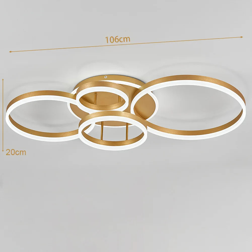 KOMORE Classic Golden Loops Energy Efficient LED Ceiling Light, Cool White / Stepless Dimming for Office, Living Room, Bedroom