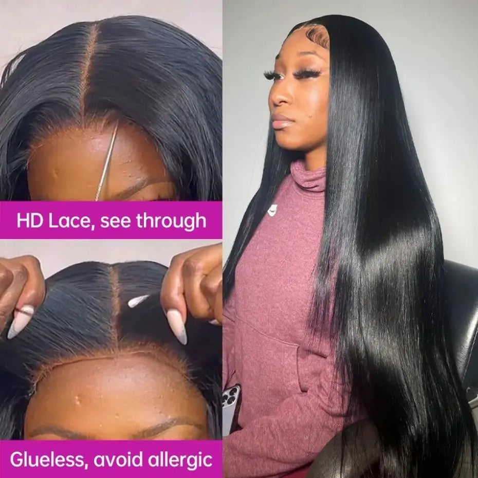 Straight Glueless Wigs Ready To Go Human Hair 4x6 5x5 Lace Closure Wig For Black Women 180% Brazilian Remy 13x4 Lace Front Wig