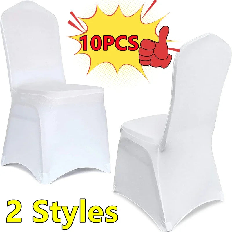 10Pcs Solid Color Chair Cover Spandex Slip Cover Stretch Wedding Banquet Party Reataurant Banquet Hotel Dining Chair Covers
