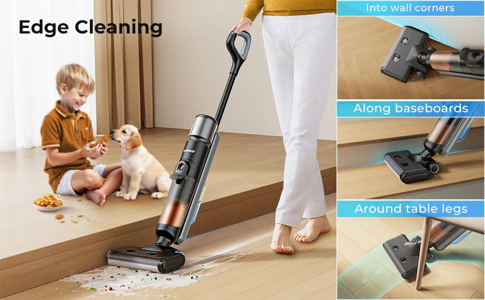 Laresar M3 Cordless Wet Dry Vacuum Cleaner Mop, Edge Cleaning 55min Auto Suction Floor Washer Self-Cleaning Smart Home Appliance