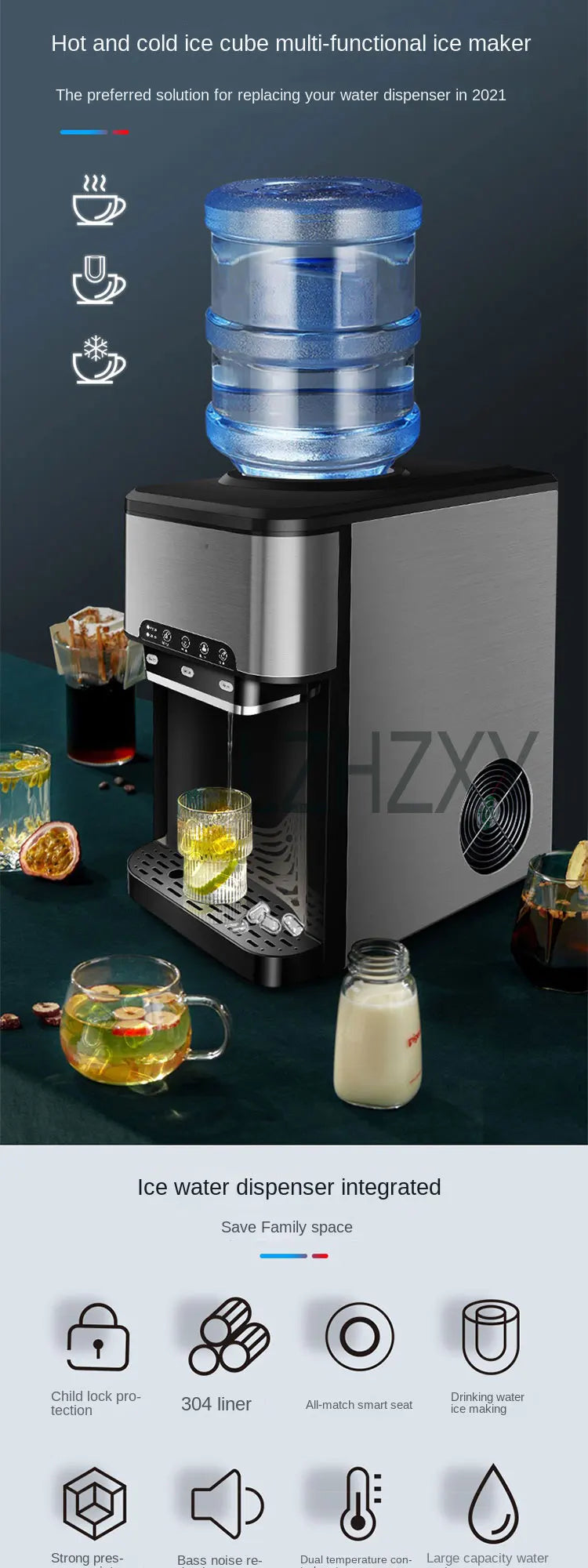 Drinking Water Ice Maker 48lbs Daily Ice Cube Makers Stainless Steel Ice Makers Countertop Tabletop Ice Maker Machine