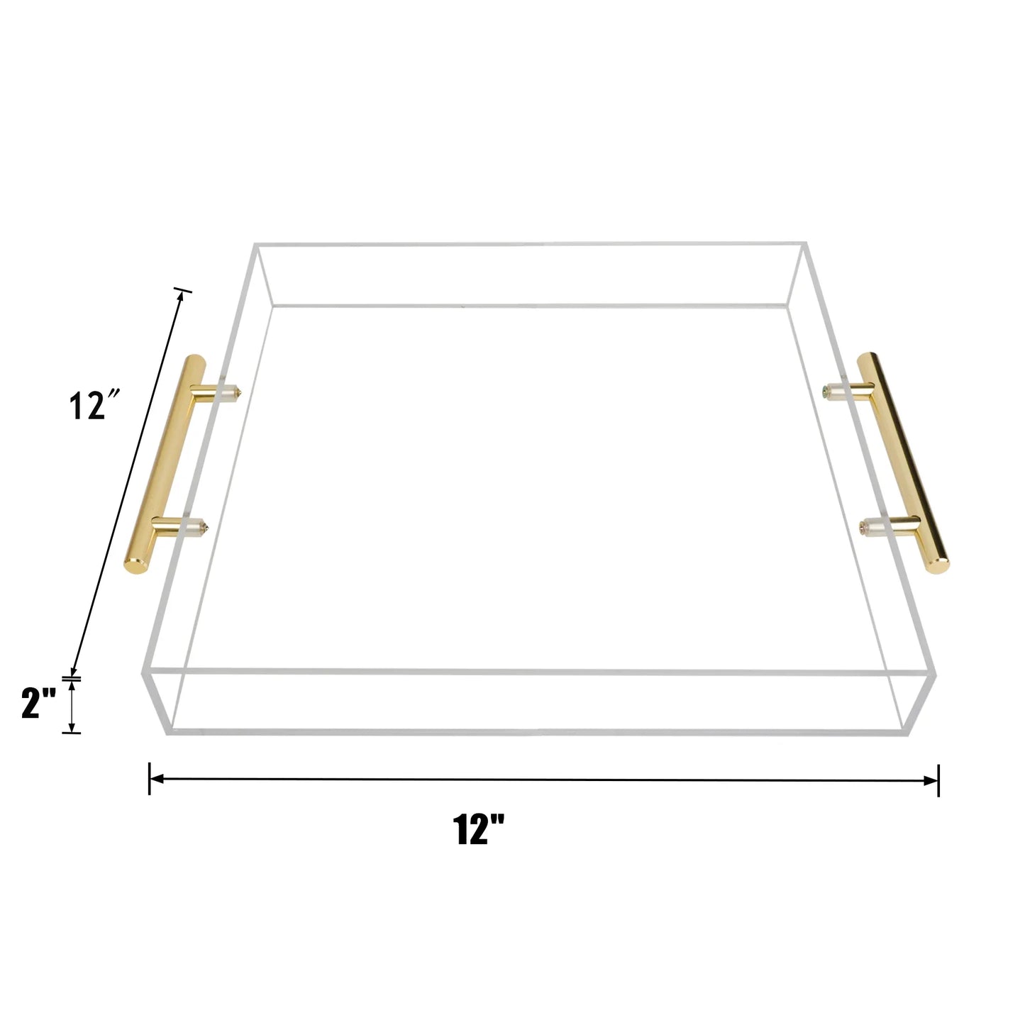 Clear Acrylic Serving Tray with Gold Handles Large Rectangle Decorative Spill Proof Table Organiser Clear Decorative Tray