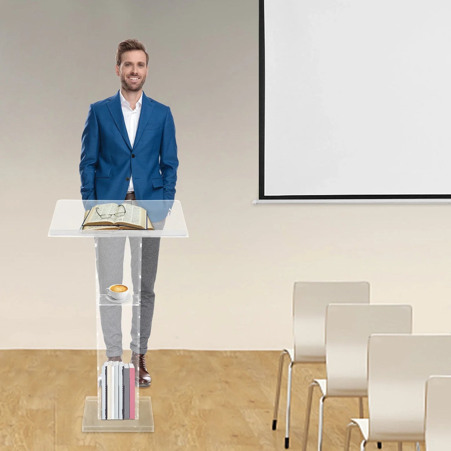 Lectern Plexiglas Podium Clear Standing Acrylic PulPits for Display Speech Podium Portable Academy Pulpit 60*40*110cm