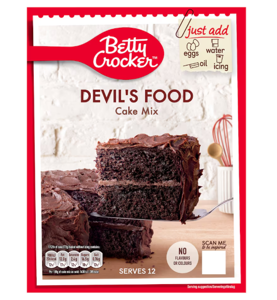 6 x Betty Crocker Devil S Food Cake Mix 425G