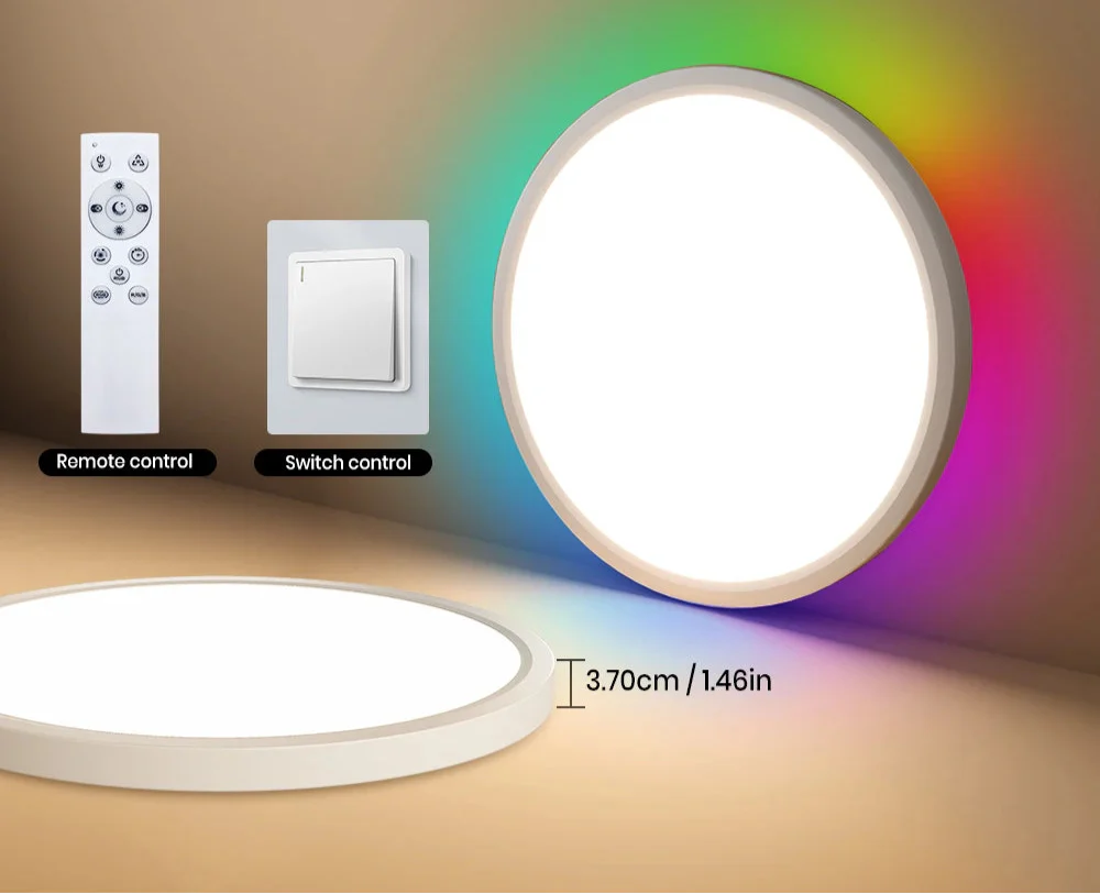 220V LED Ceiling Light Dimmable With Remote Control RGB 3000K-6500K Round Lamp