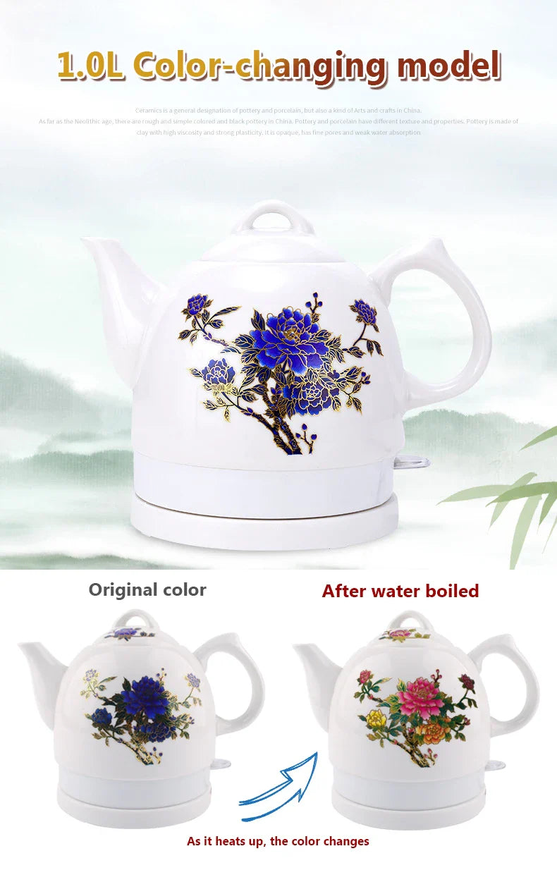 1.5L Electric Ceramic Kettle Water Boiler Water Heating Device Teapot Porcelain Kettle Automatic Power Off 220V Anti-dry burning