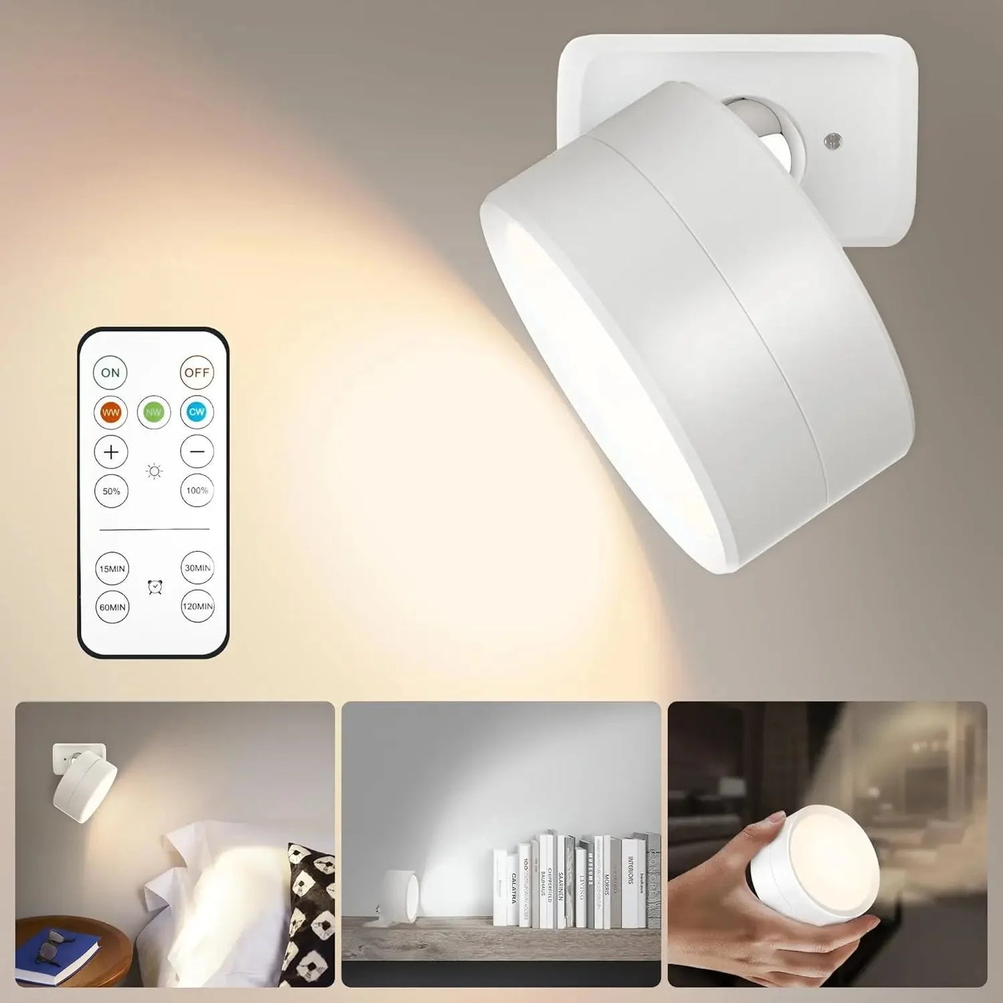 LED Wall Mounted Lights with Remote Wireless Magnetic