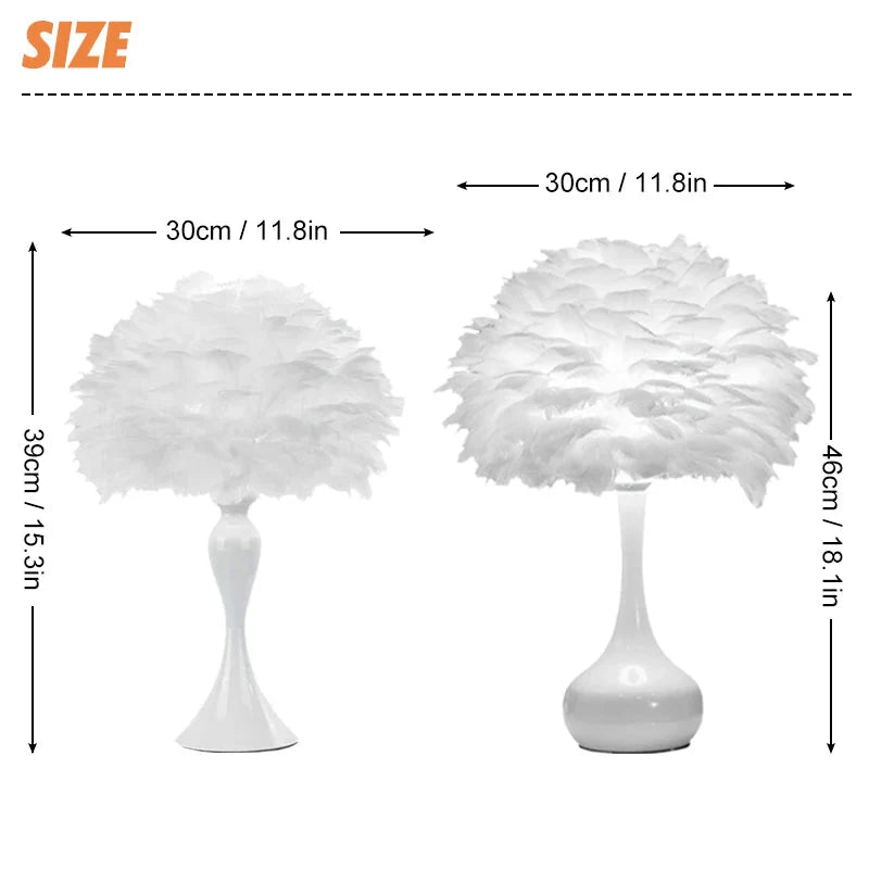 Feather Table Lamp LED Night Light Modern Creative