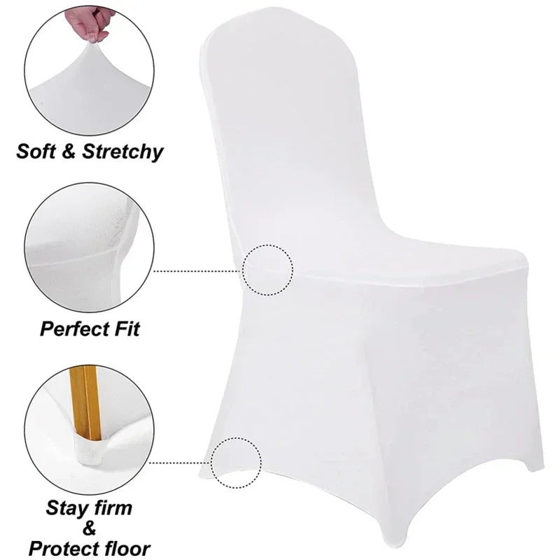 10Pcs Solid Color Chair Cover Spandex Slip Cover Stretch Wedding Banquet Party Reataurant Banquet Hotel Dining Chair Covers