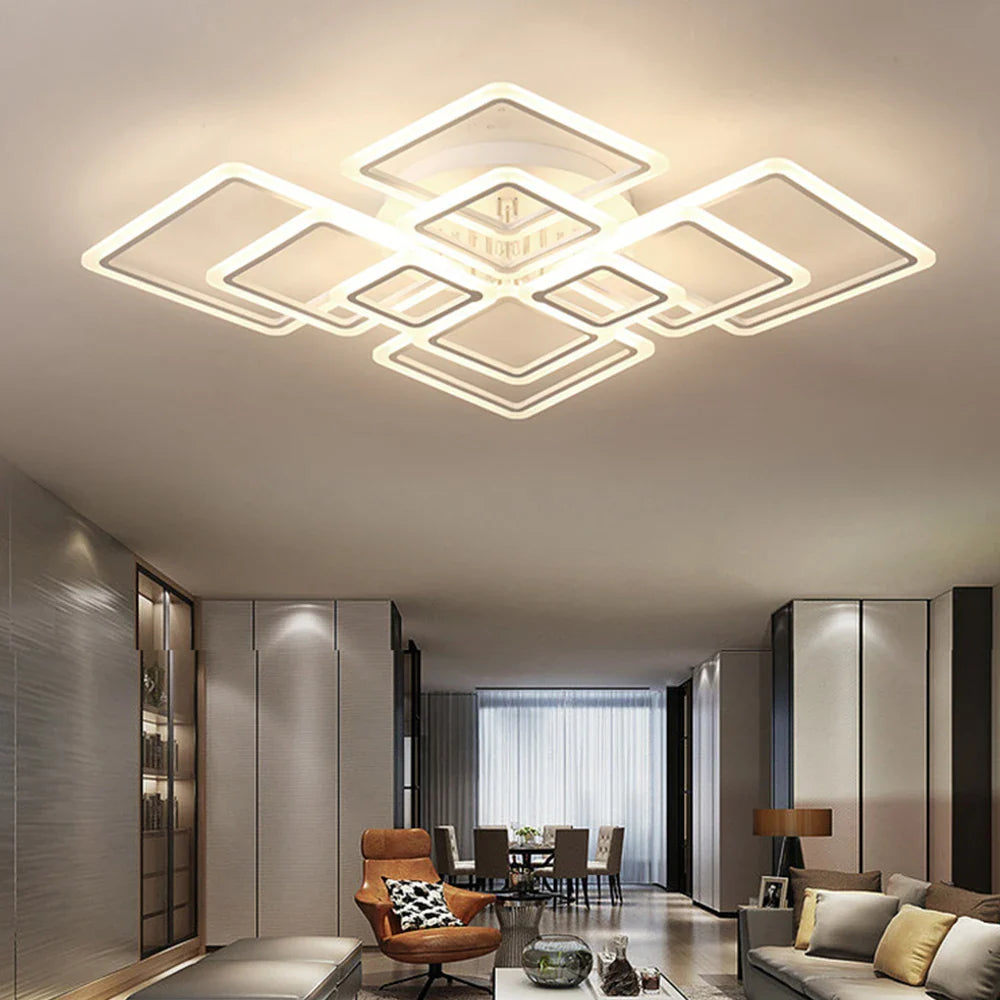 Modern LED Ceiling Light Dimmable Ceiling Lamp Fixture Acrylic Flush Mount Ceiling Chandelier Lighting for Living Room Home