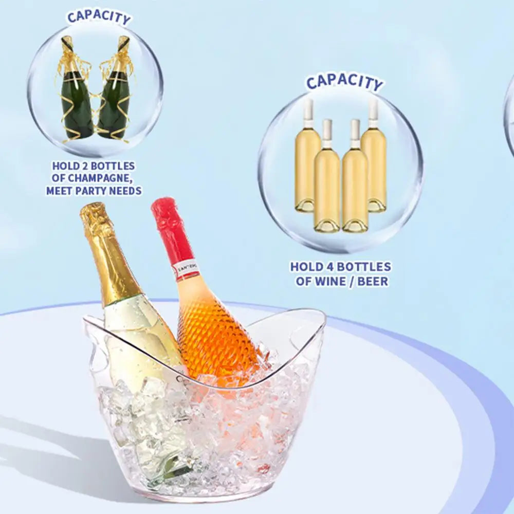 clear Bucket Multifunctional Drink Tub with Scoops Included Large Cooling Ice Bucket for Champagne Wine Beer Cocktails Bar
