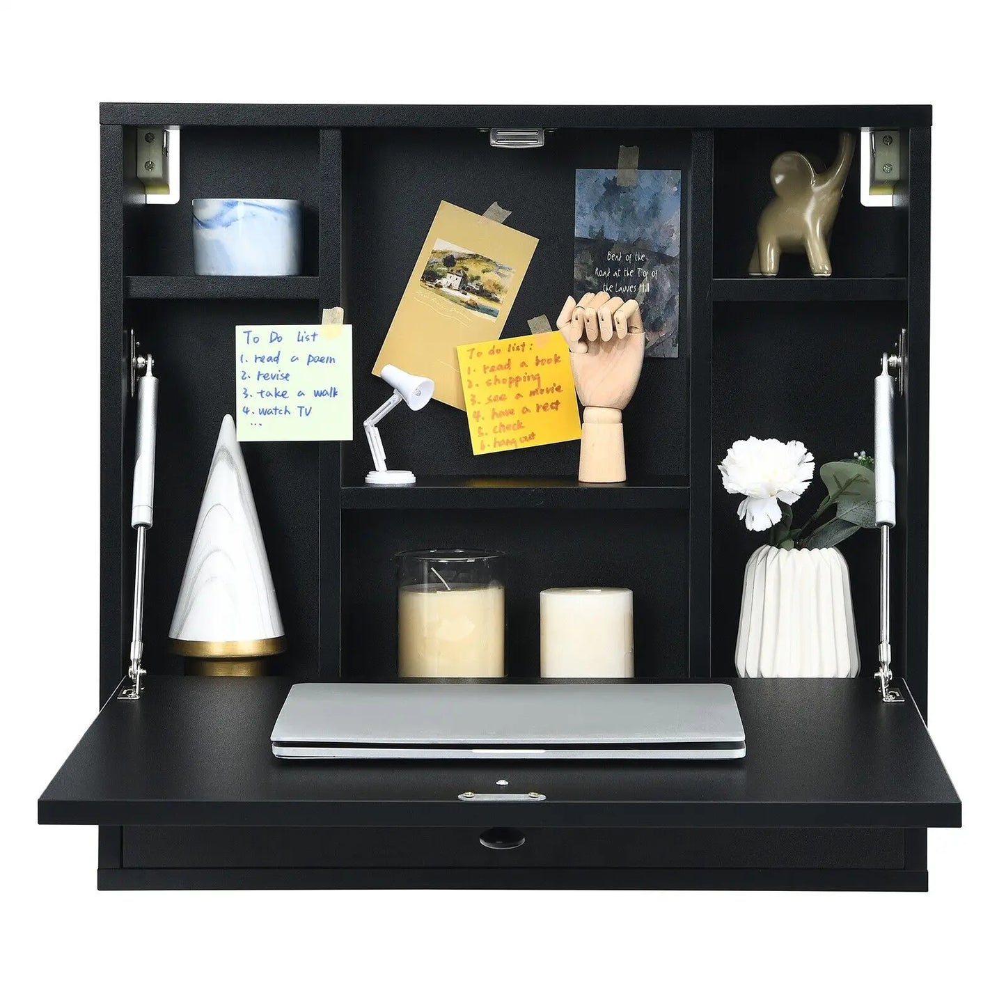 GOFLAME Wall-mounted Drop-leaf Table Folding Floating Laptop Desk Workstation Space Save