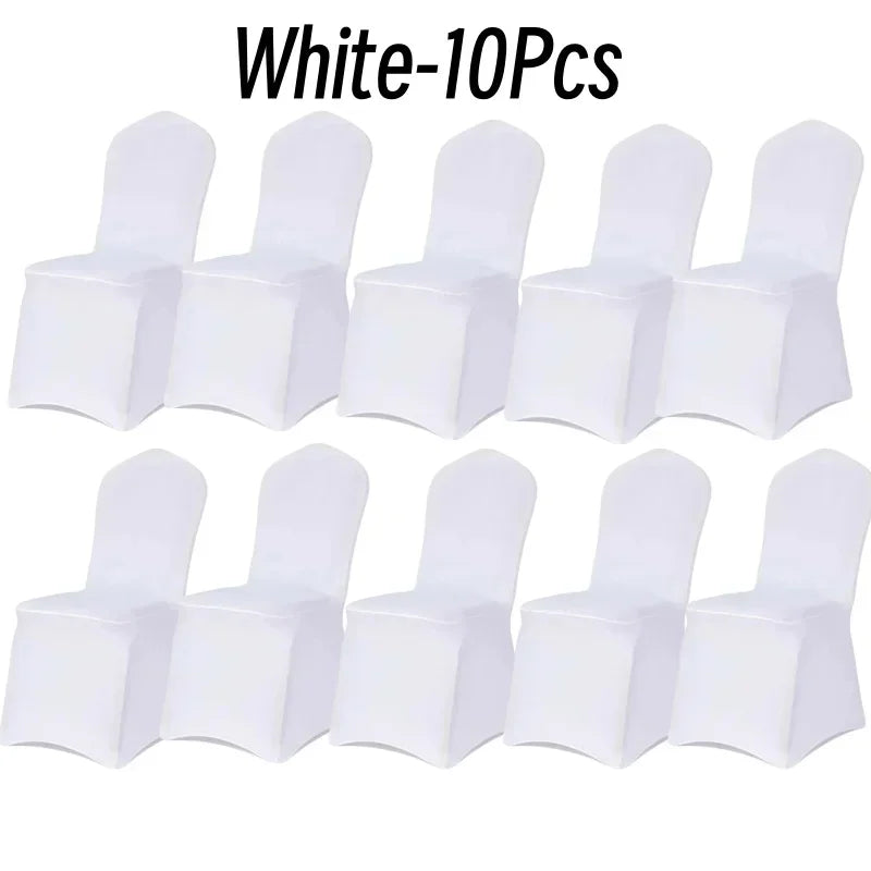 10Pcs Solid Color Chair Cover Spandex Slip Cover Stretch Wedding Banquet Party Reataurant Banquet Hotel Dining Chair Covers