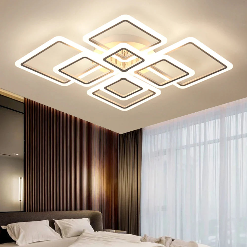 Modern LED Ceiling Light Dimmable Ceiling Lamp Fixture Acrylic Flush Mount Ceiling Chandelier Lighting for Living Room Home