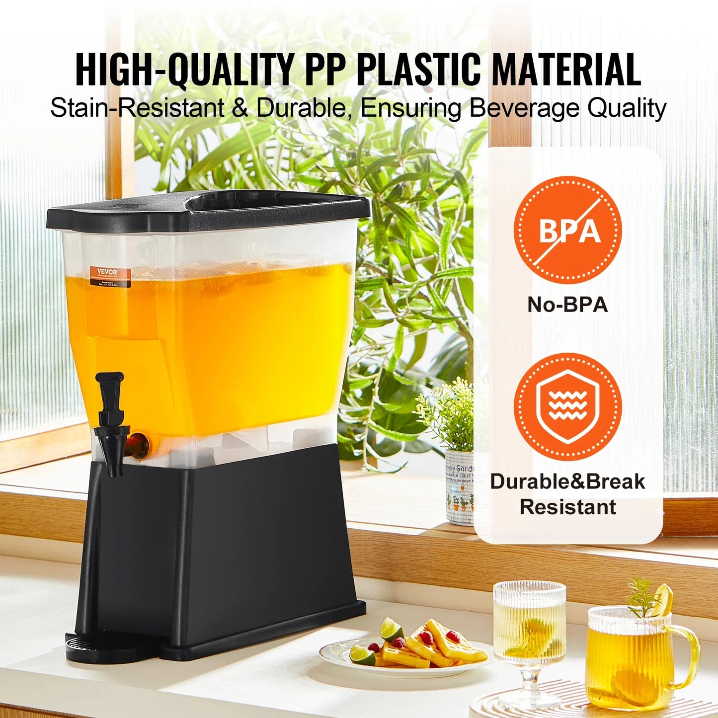 VEVOR Beverage Dispenser for Parties Plastic Juice Dispenser Tea Lemonade Juice Water Dispenser for Restaurants Hotels Parties
