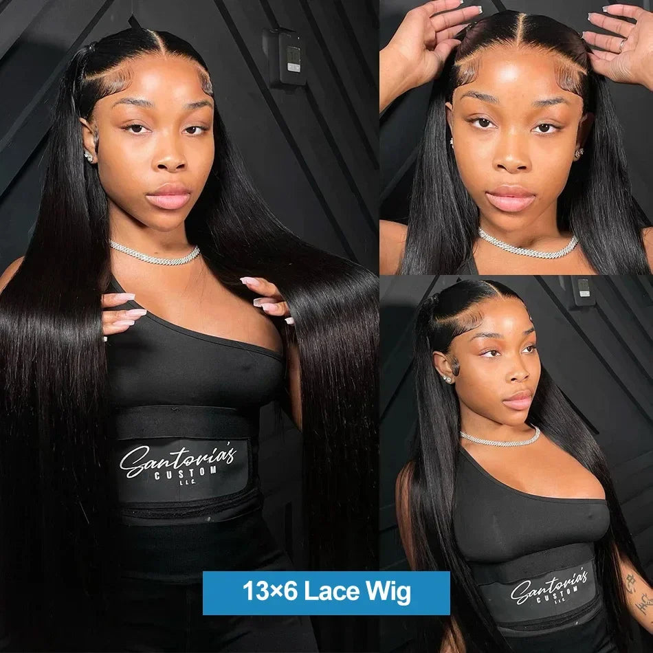30 34 Inch 13x6 Lace Front Human Hair Wig Bone Straight Preplucked Brazilian 13x4 360 Lace Front Wig Human Hair Wigs For Women