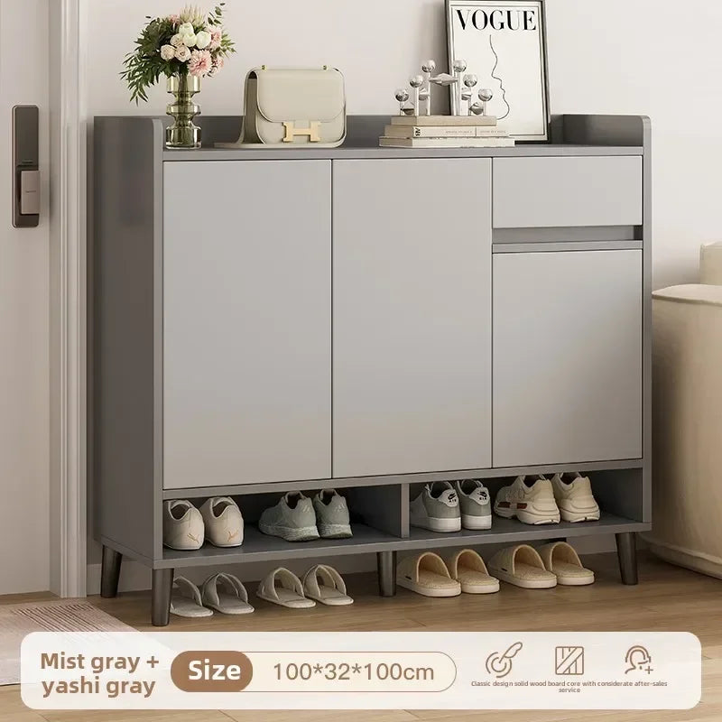 Corridor Shoe Cabinet At The Entrance of The Home Corridor Indoor Entrance Door Entrance Cabinet New Solid Wood Rack Shoe Shelf