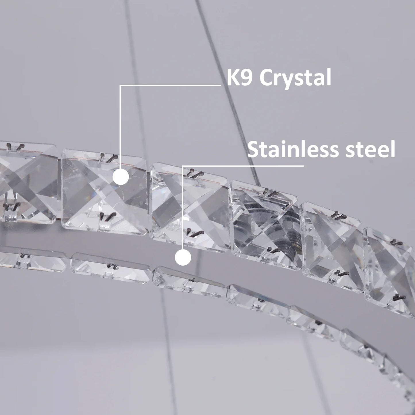 Luxury K9 Crystal Chandelier Pendant Lighting Fixtures Modern Ring Hanging Lamps Dining Room Hotel Home Appliance Decora Lights