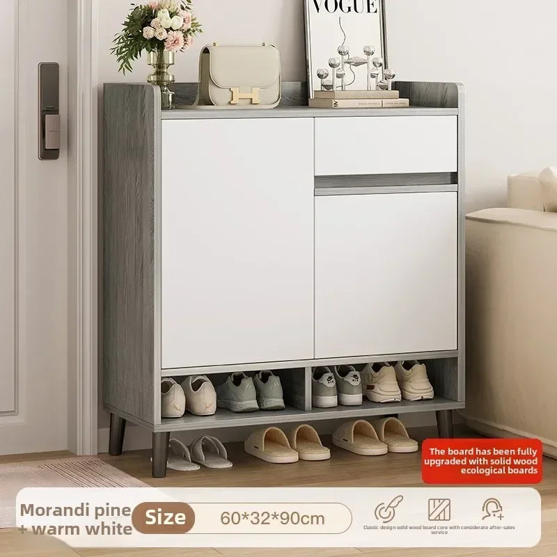 Corridor Shoe Cabinet At The Entrance of The Home Corridor Indoor Entrance Door Entrance Cabinet New Solid Wood Rack Shoe Shelf