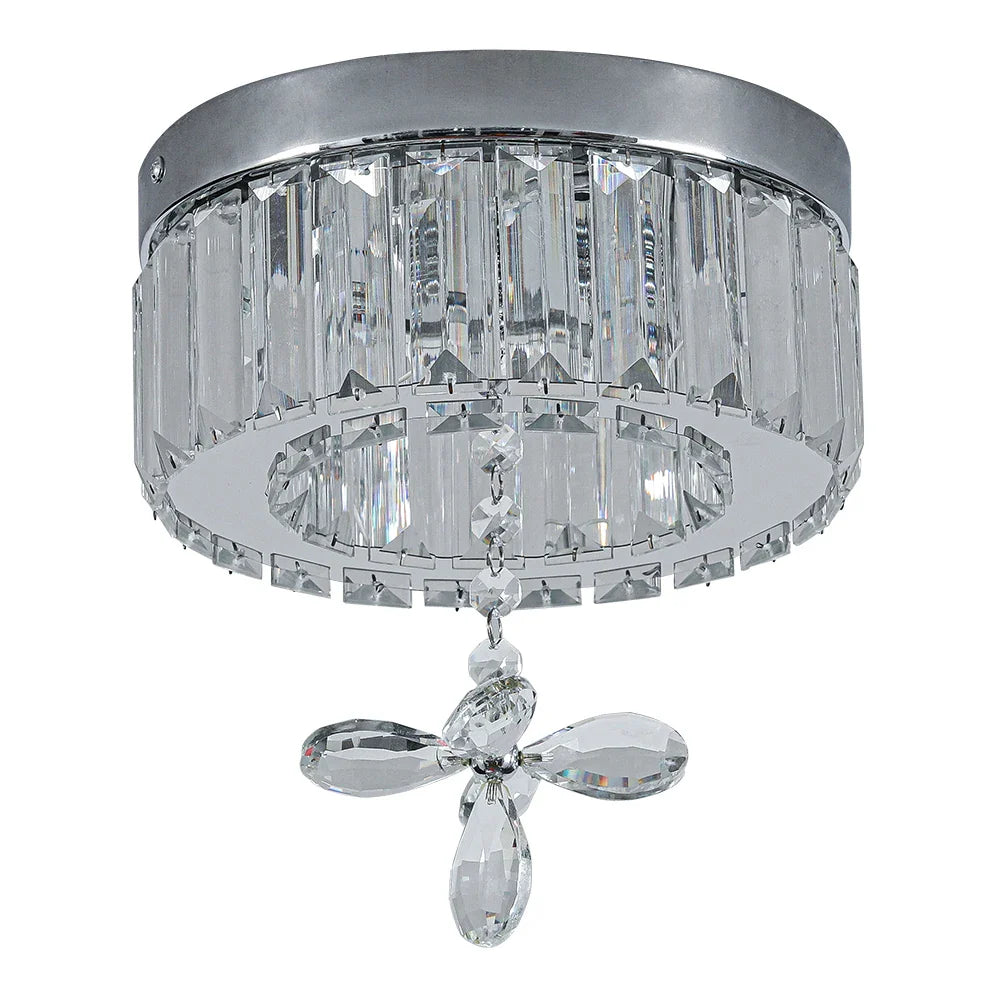 KOMORE Elegant Crystal Round & Square Ceiling Light for Living Room, Bedroom, Kitchen