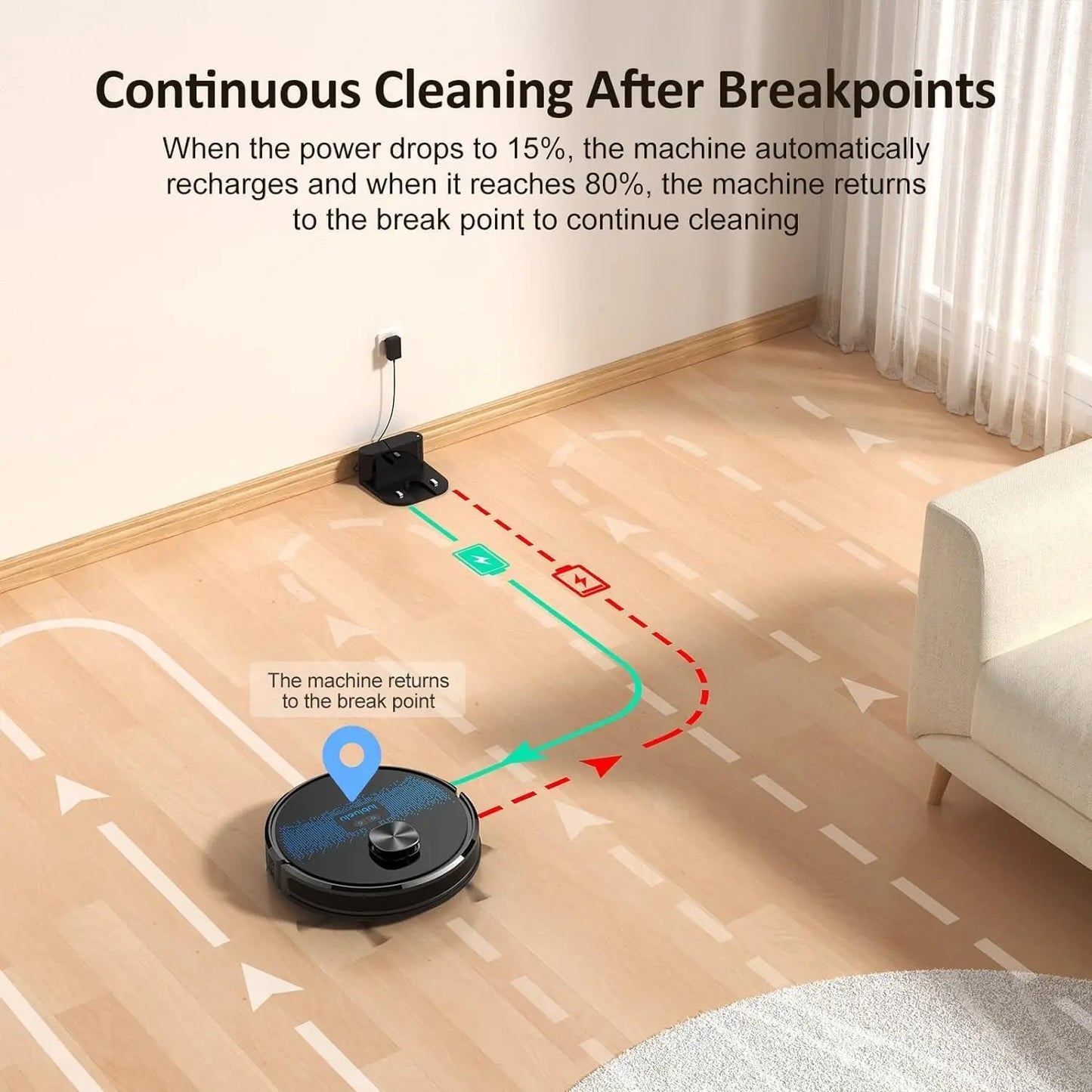 Lubluelu SL60D Robot Vacuum and Mop Combo - 4000Pa Suction, 150Mins Runtime, Quiet Operation, Smart App Control, 10 No-Go Zones