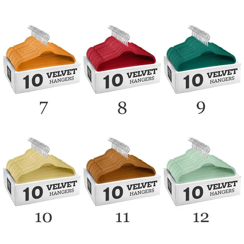 10pcs Velvet Non-Slip Clothing Hangers,45CM Seamless Flocking Hanger Dry and Wet Wardrobe Storage Adult Magic Cloth Hanger