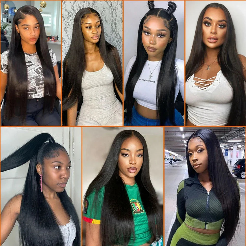 30 34 Inch 13x6 Lace Front Human Hair Wig Bone Straight Preplucked Brazilian 13x4 360 Lace Front Wig Human Hair Wigs For Women