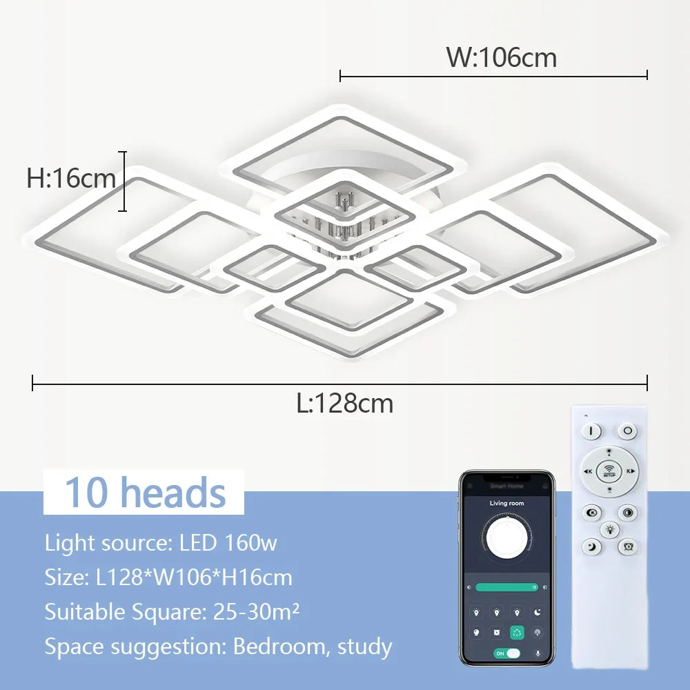Modern LED Ceiling Light Dimmable Ceiling Lamp Fixture Acrylic Flush Mount Ceiling Chandelier Lighting for Living Room Home