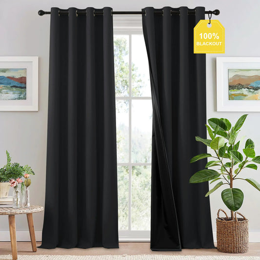 1PC Blackout Curtains Full Shading Solid Thermal Insulated Grommet Window Drapes for Bedroom Living room Office Meetingroom