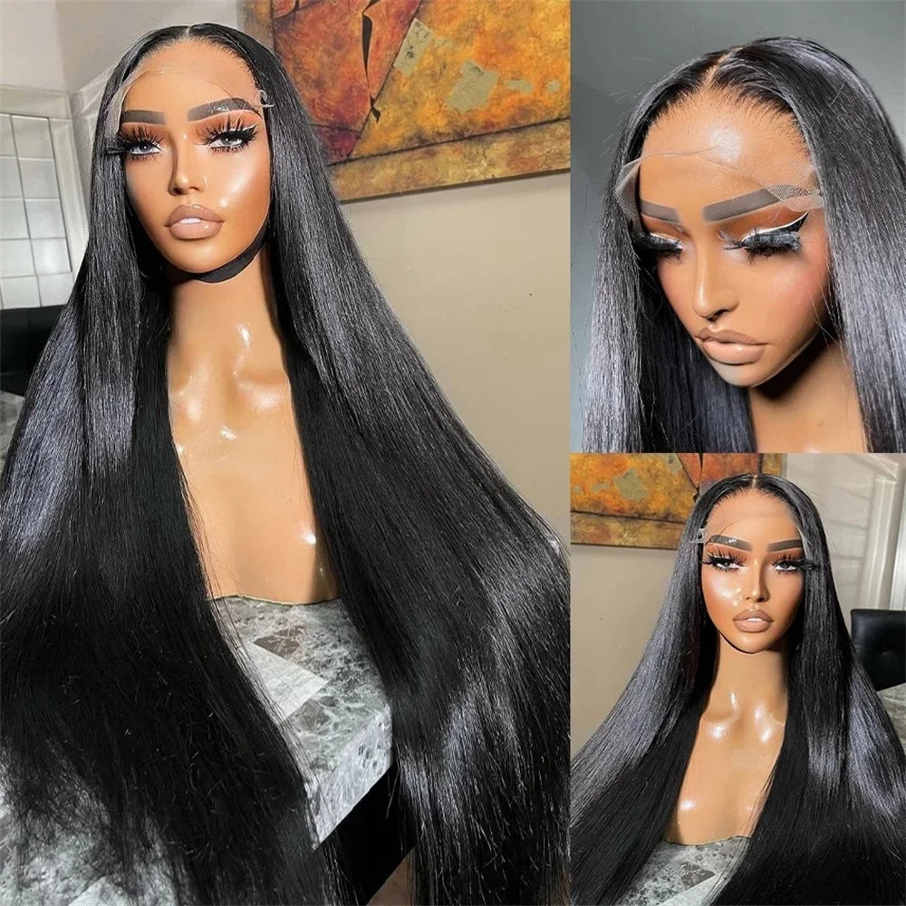 30 34 Inch 13x6 Lace Front Human Hair Wig Bone Straight Preplucked Brazilian 13x4 360 Lace Front Wig Human Hair Wigs For Women