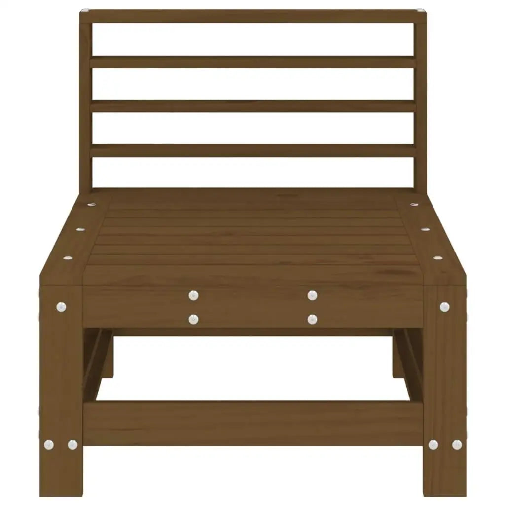 Set of 2 Honey Brown Pine Wood Middle Sofas for Garden - Stylish Outdoor Furniture
