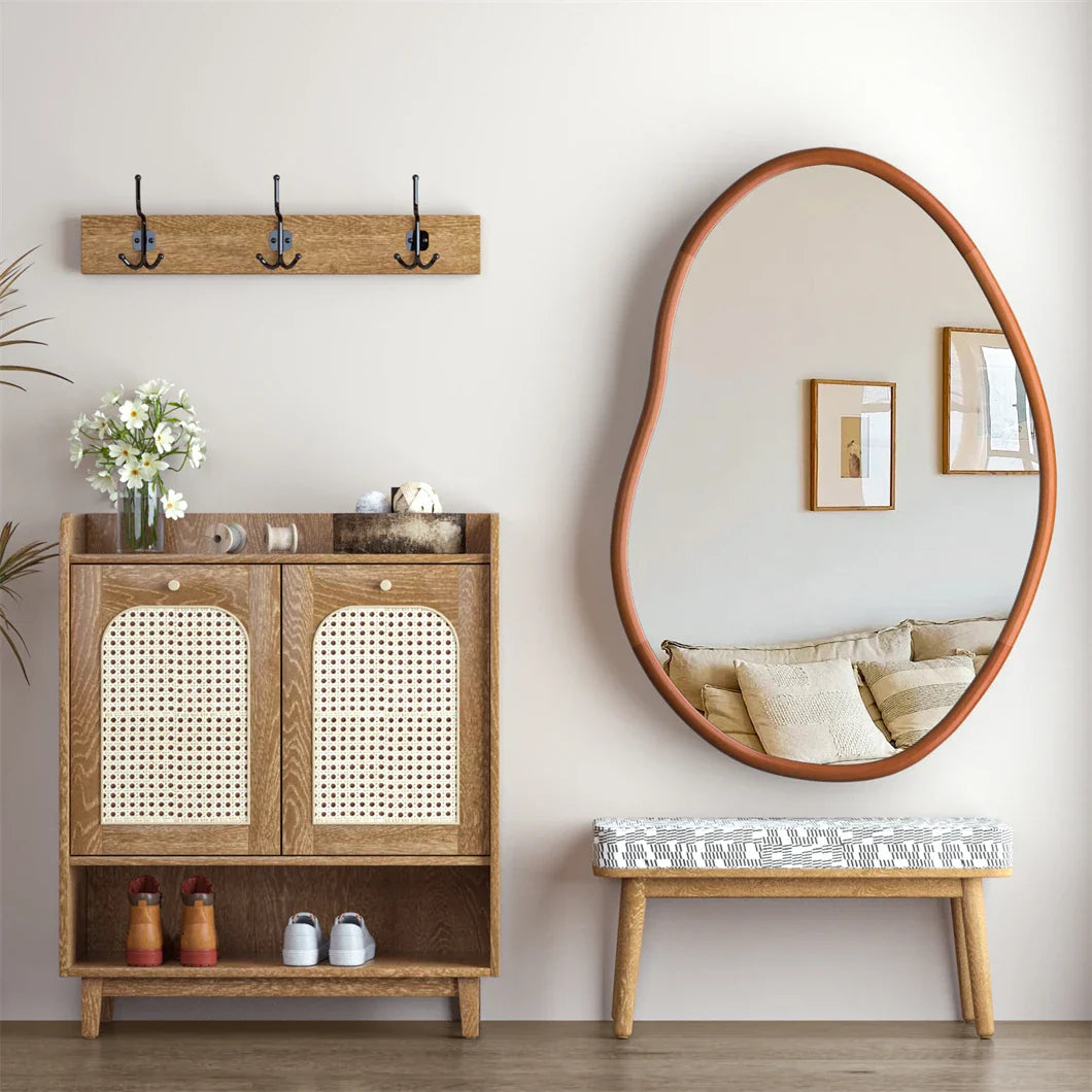Irregular Wall Mirror Decorative Large Accent Mirror Vanity with Solid Wooden Frame for Livingroom Diningroom Bedroom Hallway