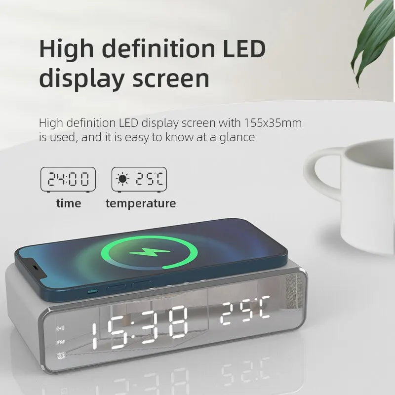 Wireless Charger Time Alarm Clock LED Digital Thermometer