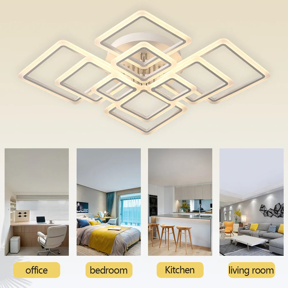 Modern LED Ceiling Light Dimmable Ceiling Lamp Fixture Acrylic Flush Mount Ceiling Chandelier Lighting for Living Room Home