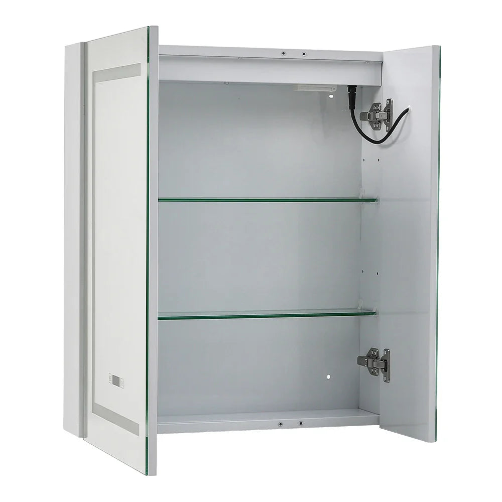 KOMORE Frameless 2-Door LED Mirror Cabinet with Clock Display & 3 Lighting Modes & Defogger Function & IP44 Waterproof