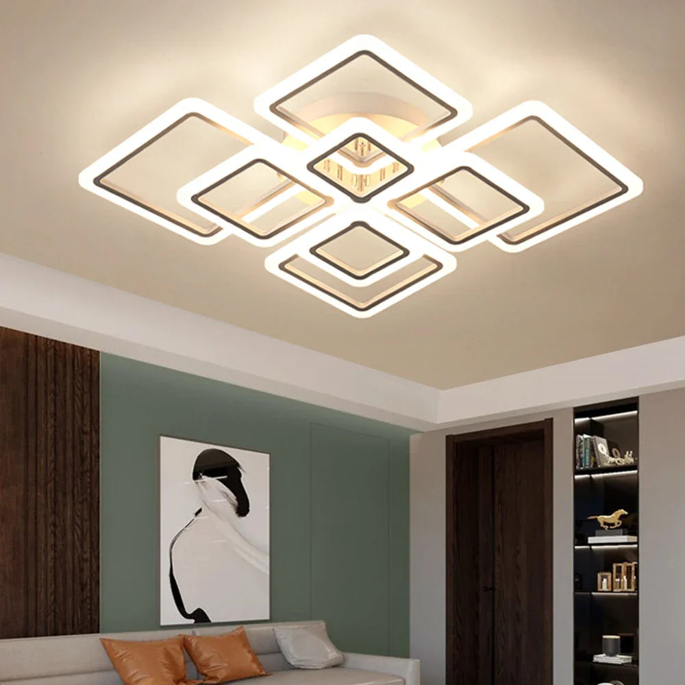Modern LED Ceiling Light Dimmable Ceiling Lamp Fixture Acrylic Flush Mount Ceiling Chandelier Lighting for Living Room Home