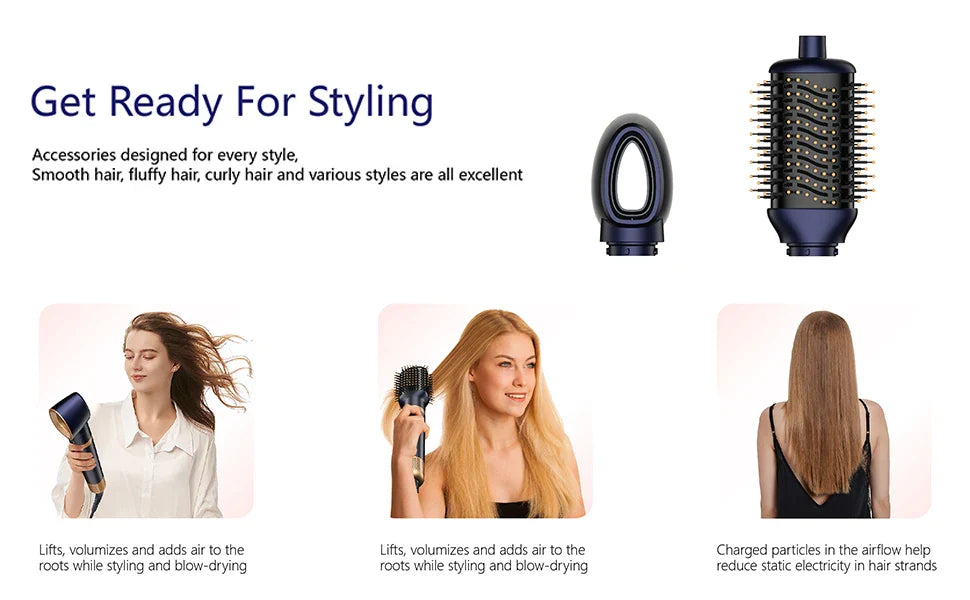 6-in-1 Multi-Styler Hair Dryer & Airwrap - Professional Negative Ion Styling Tool with Auto-Wrap Curlers