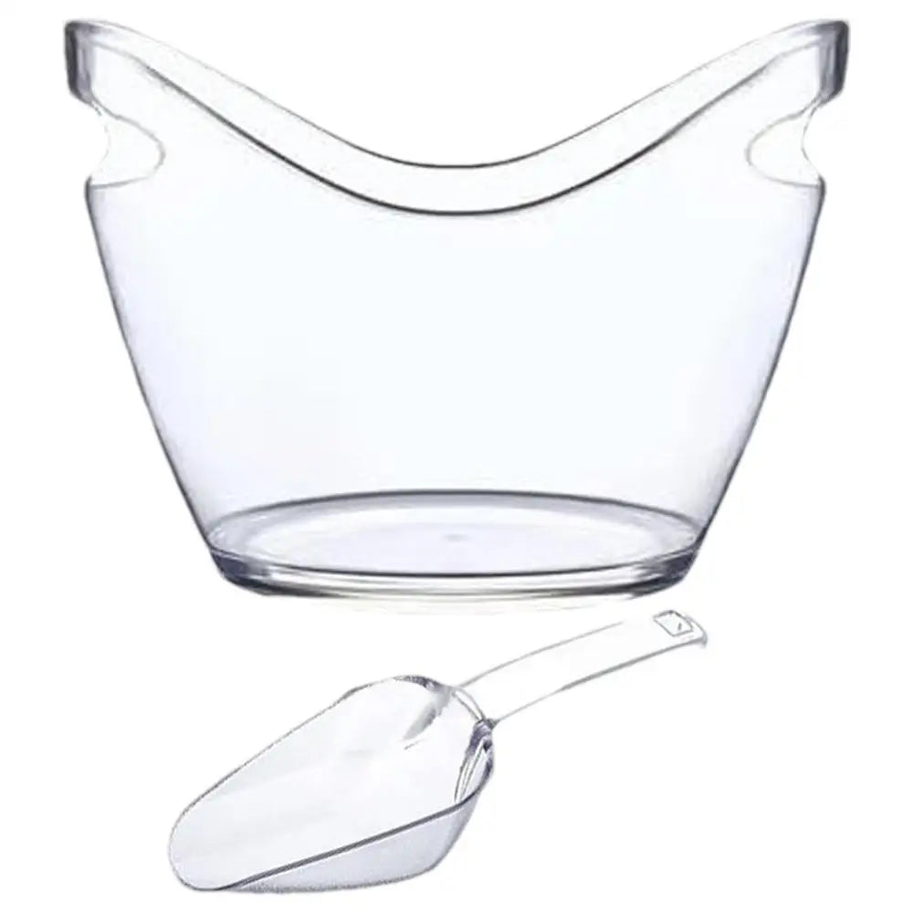 clear Bucket Multifunctional Drink Tub with Scoops Included Large Cooling Ice Bucket for Champagne Wine Beer Cocktails Bar