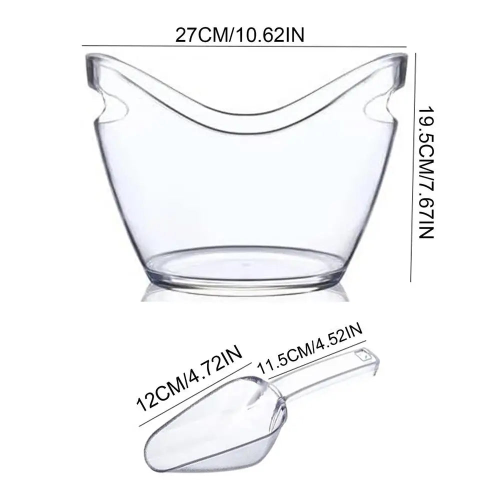 clear Bucket Multifunctional Drink Tub with Scoops Included Large Cooling Ice Bucket for Champagne Wine Beer Cocktails Bar