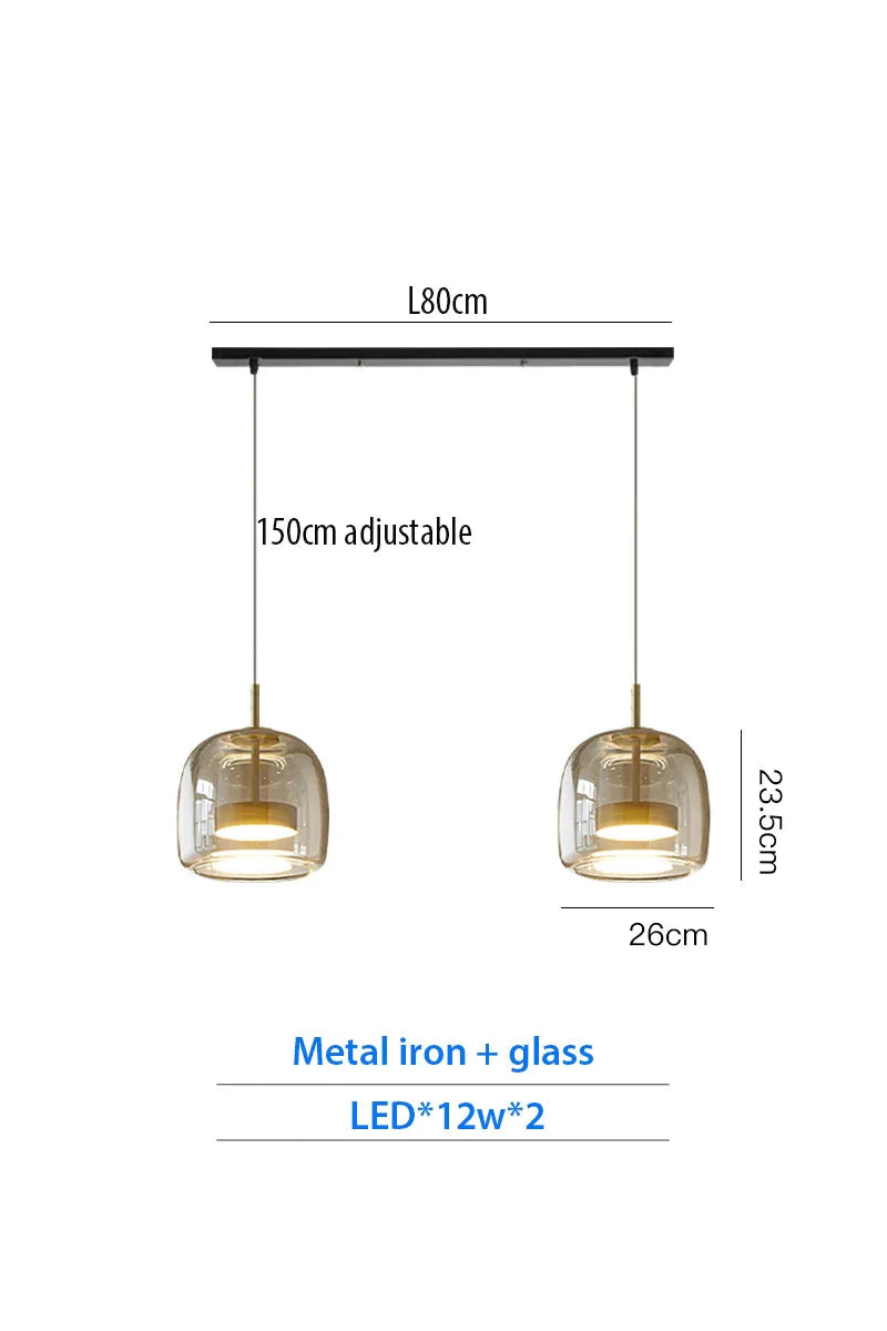Luxury Designer Glass Chandelier with Adjustable Hanging Cord Elegant Cafe Lighting