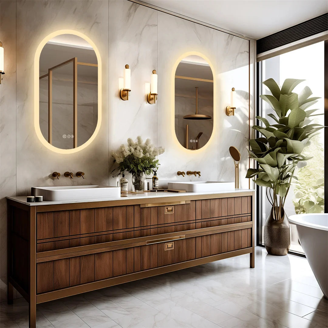 LUVODI Waterproof Illuminate Bathroom Light Vanity Mirror Frameless Touch Screen Backlit Demist Wash Basin Mirror