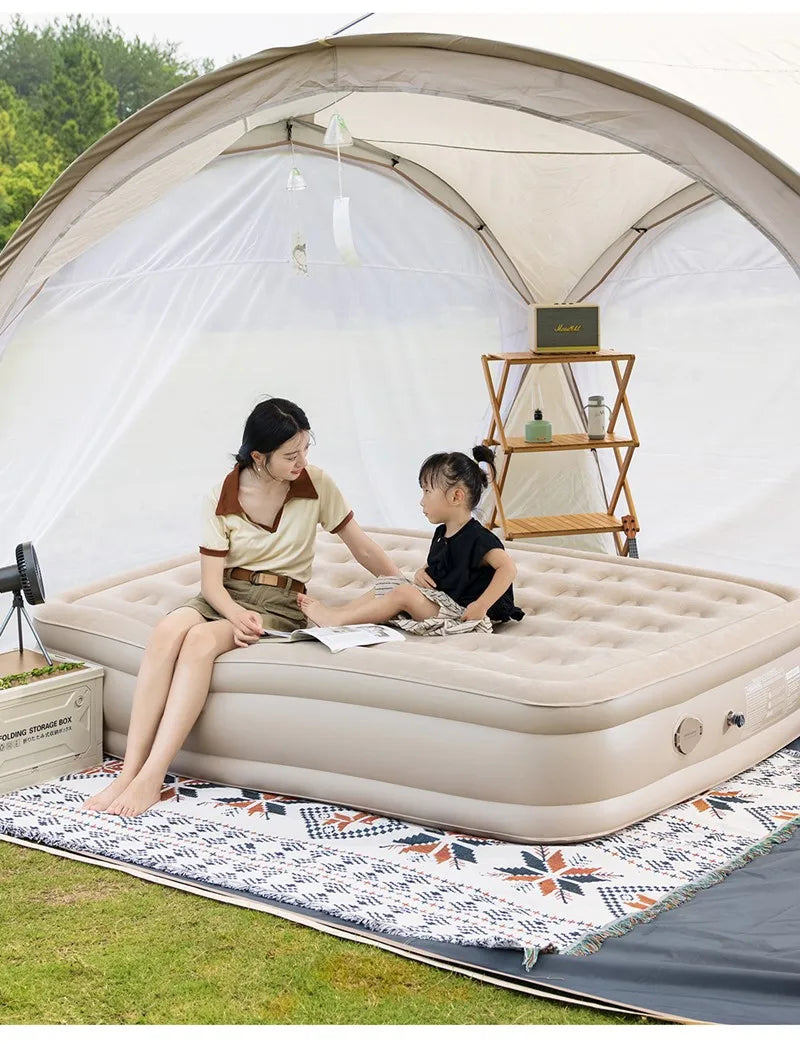 Interior Air Mattress Glamping Mats PVC Inflatable Sleeping Mattress Luxury 2 Person Camping Bed Mat Built-in Pump Thicken Mat